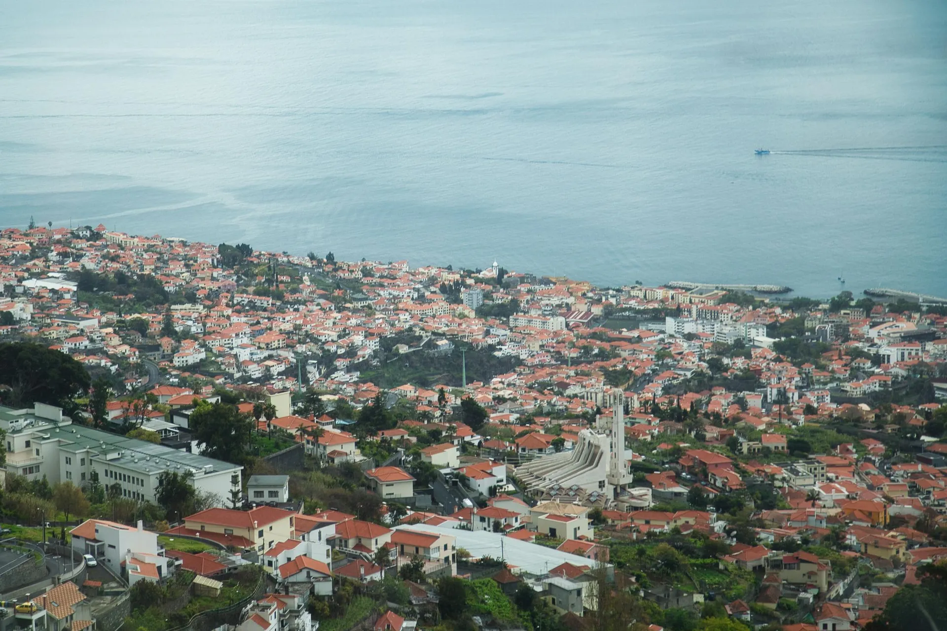 Bay view over hillside homes in Madeira